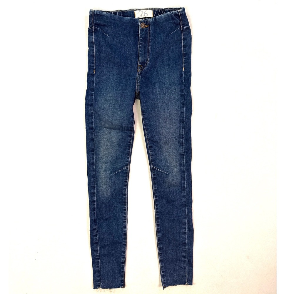 We The Free Miles Away Skinny Jeans Dark Wash Raw Hem Size 26